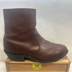 Classic Brown Leather Ankle Boots with Side Zip Closure Dress Boots Men Size 13